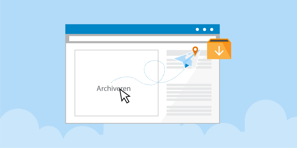 Een webpagina met een ruimtelijkplan dat naar een archiefmapje vliegt