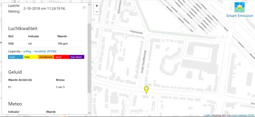 Smart emissions te zien in PDOK