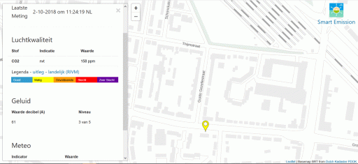 Smart emissions te zien in PDOK