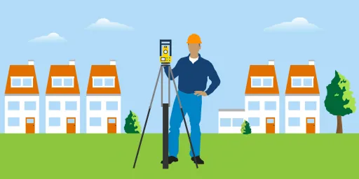 Persoon met landmeter